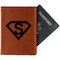 Super Hero Letters Cognac Leather Passport Holder With Passport - Main