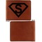 Super Hero Letters Cognac Leatherette Bifold Wallets - Front and Back Single Sided - Apvl
