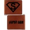 Super Hero Letters Cognac Leatherette Bifold Wallets - Front and Back