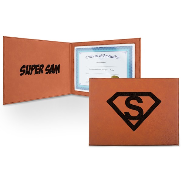 Custom Super Hero Letters Leatherette Certificate Holder