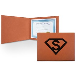 Super Hero Letters Leatherette Certificate Holder - Front