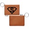 Super Hero Letters Cognac Leatherette Keychain ID Holders - Front Apvl