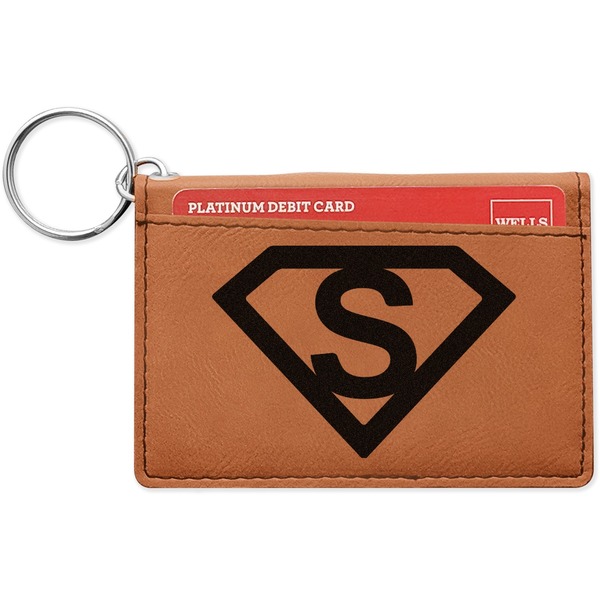 Custom Super Hero Letters Leatherette Keychain ID Holder - Single Sided