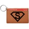 Super Hero Letters Cognac Leatherette Keychain ID Holders - Front Credit Card