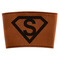 Super Hero Letters Cognac Leatherette Mug Sleeve - Flat