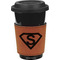Super Hero Letters Cognac Leatherette Mug Sleeve - Front