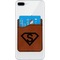Super Hero Letters Cognac Leatherette Phone Wallet on iphone 8