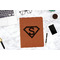 Super Hero Letters Cognac Leatherette Portfolios - Lifestyle Image