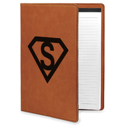 Super Hero Letters Leatherette Portfolio with Notepad - Large - Single Sided (Personalized)