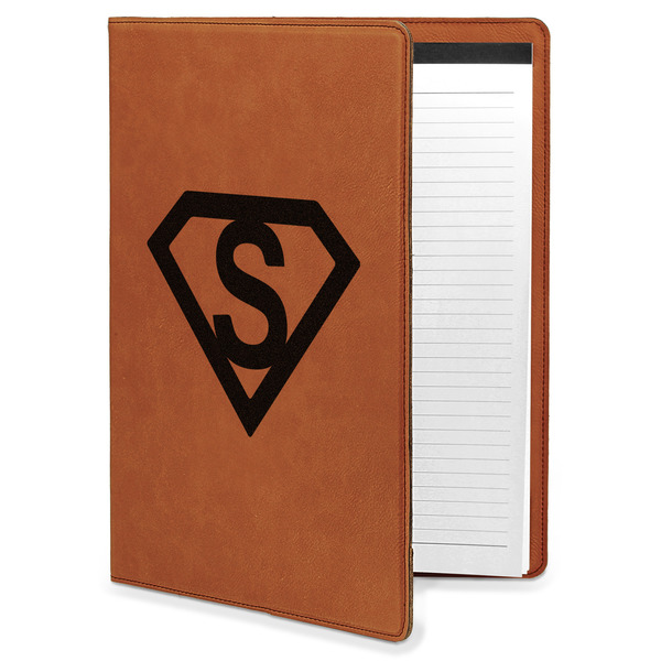Custom Super Hero Letters Leatherette Portfolio with Notepad - Large - Single Sided
