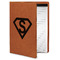 Super Hero Letters Cognac Leatherette Portfolios with Notepad - Small - Main