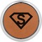 Super Hero Letters Cognac Leatherette Round Coasters w/ Silver Edge - Single