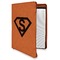 Super Hero Letters Cognac Leatherette Zipper Portfolios with Notepad - Main