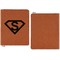 Super Hero Letters Cognac Leatherette Zipper Portfolios with Notepad - Single Sided - Apvl