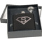 Super Hero Letters Engraved Black Flask Gift Set