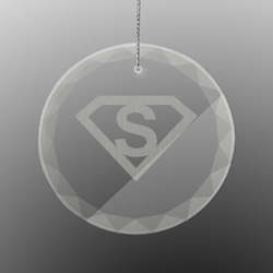 Super Hero Letters Engraved Glass Ornament - Round