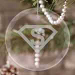 Super Hero Letters Engraved Glass Ornament