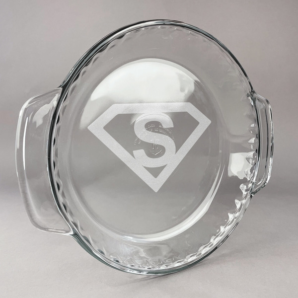 Custom Super Hero Letters Glass Pie Dish - 9.5in Round
