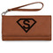 Super Hero Letters Ladies Wallet - Leather - Rawhide - Front View