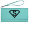 Super Hero Letters Ladies Wallet - Leather - Teal - Front View