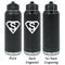 Super Hero Letters Laser Engraved Water Bottles - 2 Styles - Front & Back View