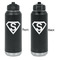 Super Hero Letters Laser Engraved Water Bottles - Front & Back Engraving - Front & Back View