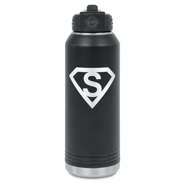 Custom Super Hero Letters Water Bottles - Laser Engraved - Front & Back