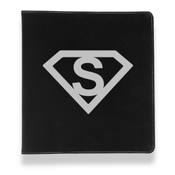 Super Hero Letters Leather Binder - 1" - Black (Personalized)