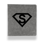 Super Hero Letters Leather Binder - 1" - Grey (Personalized)
