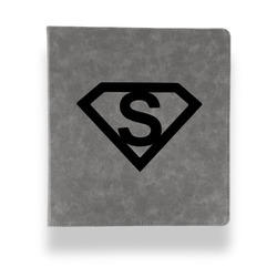 Super Hero Letters Leather Binder - 1" - Grey (Personalized)