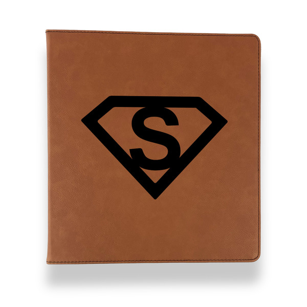 Custom Super Hero Letters Leather Binder - 1" - Rawhide (Personalized)