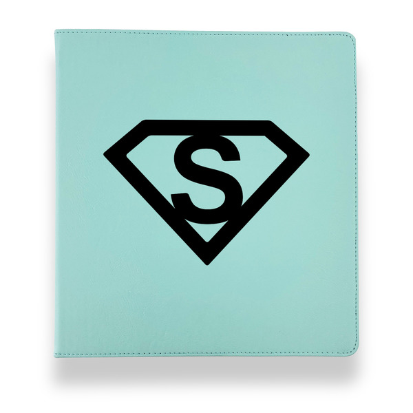 Custom Super Hero Letters Leather Binder - 1" - Teal (Personalized)