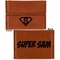 Super Hero Letters Leather Business Card Holder - Front Back