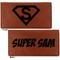Super Hero Letters Leather Checkbook Holder Front and Back