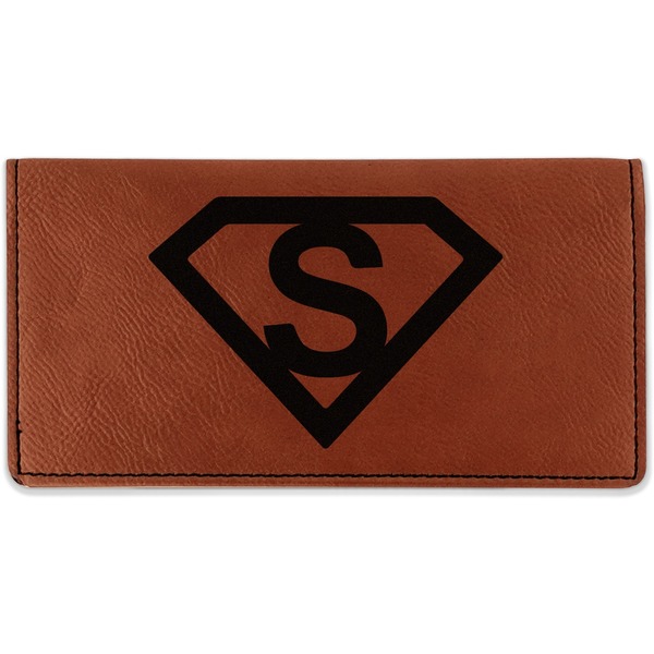 Custom Super Hero Letters Leatherette Checkbook Holder - Double Sided (Personalized)