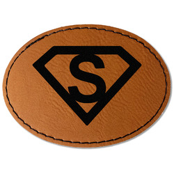 Super Hero Letters Faux Leather Iron On Patch - Oval