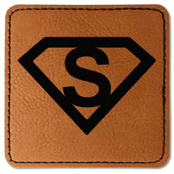 Super Hero Letters Faux Leather Iron On Patch - Square