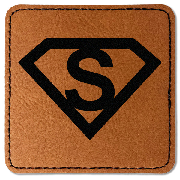 Custom Super Hero Letters Faux Leather Iron On Patch - Square