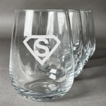 Super Hero Letters Stemless Wine Glasses (Set of 4)