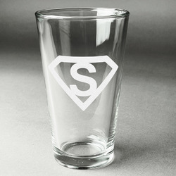 Super Hero Letters Pint Glass - Engraved (Single)