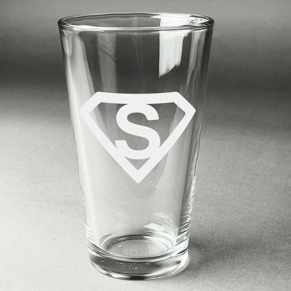 Custom Super Hero Letters Pint Glass - Engraved