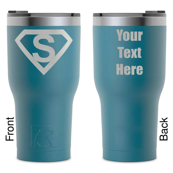 Custom Super Hero Letters RTIC Tumbler - Dark Teal - Laser Engraved - Double-Sided (Personalized)