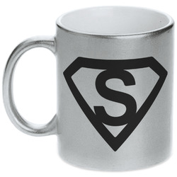 Super Hero Letters Metallic Silver Mug (Personalized)