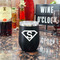 Super Hero Letters Stainless Wine Tumblers - Black - Double Sided - In Context