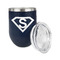 Super Hero Letters Stainless Wine Tumblers - Navy - Double Sided - Alt View