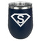 Super Hero Letters Stainless Wine Tumblers - Navy - Double Sided - Front
