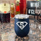 Super Hero Letters Stainless Wine Tumblers - Navy - Double Sided - In Context