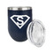 Super Hero Letters Stainless Wine Tumblers - Navy - Single Sided - Alt View