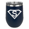 Super Hero Letters Stainless Wine Tumblers - Navy - Single Sided - Front