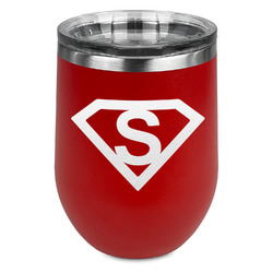 Super Hero Letters Stemless Stainless Steel Wine Tumbler - Red - Double Sided (Personalized)